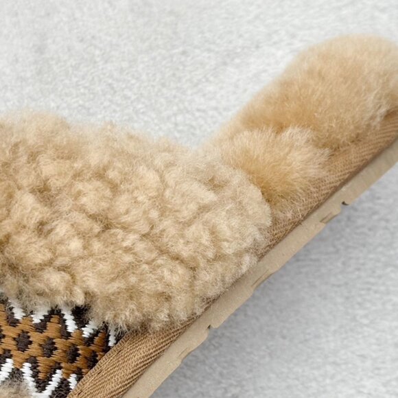 UGG Brown Bow Plush Slippers - Picture 9 of 9
